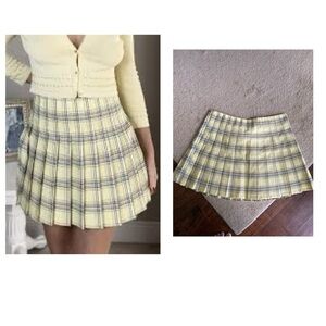No Bounderies  juniors plaid pleated side zip short skirt Sz XXL yellow/black